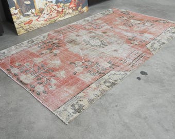Antique Turkish Rug, 4x7 Rug, Handmade Wool Rug, Oushak Rug,Vintage Area Rug,Turkish Rug 4x7,Muted Rug,Anatolian Small Rug,Vintage Rug,565