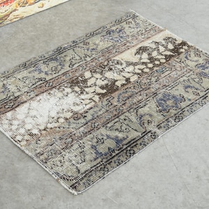 2x2 Turkish Rug,Handmade Square Rug,Small Oushak Rug,Vintage Small Rug,2x2 Small Rug,Turkish Bath Rug,2x2 Doormat Rug,Anatolia Small Rug,773