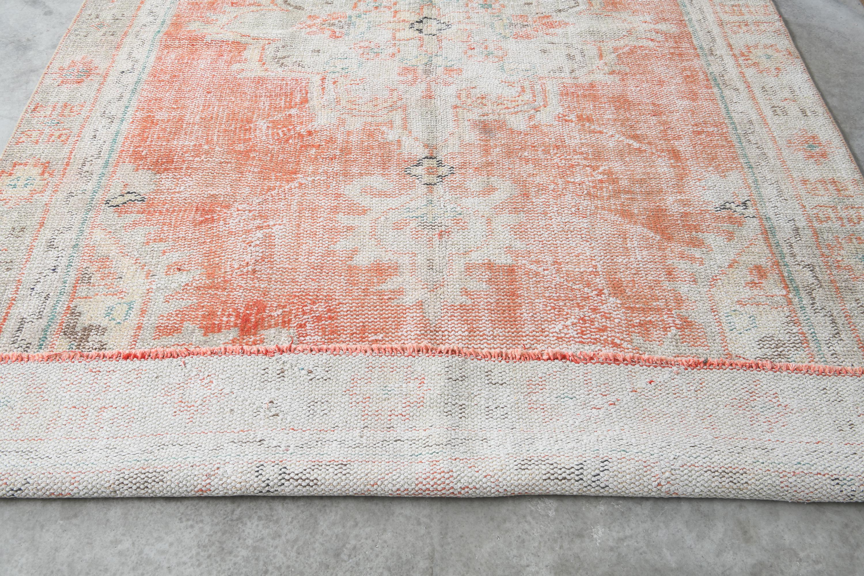 5x9 Turkish Rug,vintage Rug,handmade Wool Rug,oushak Rug 5x9