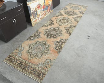 3x13 Rug,Turkish Runner,Vintage Runner 3x13,Wool Runner,Oushak Runner Rug,Hallway Rug,Handmade Rug Runner,Anatolian Rug,3x13 Oushak Rug,487