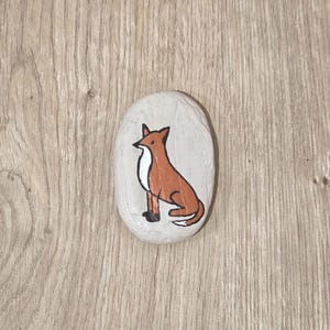 Red Fox Painted on Stone • Animal Rock Art • Handmade Nature Gift