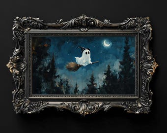 Moody Halloween Art | Ghost Painting | Dark Academia | Witch Artwork | Dark Cottagecore | Frame TV Artwork | Samsung Frame TV Art
