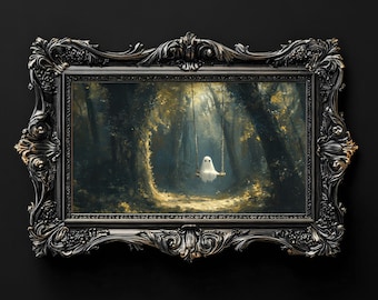 Moody Halloween Art | Ghost Painting | Dark Academia | Gothic Artwork | Dark Cottagecore | Frame TV Artwork | Samsung Frame TV Art