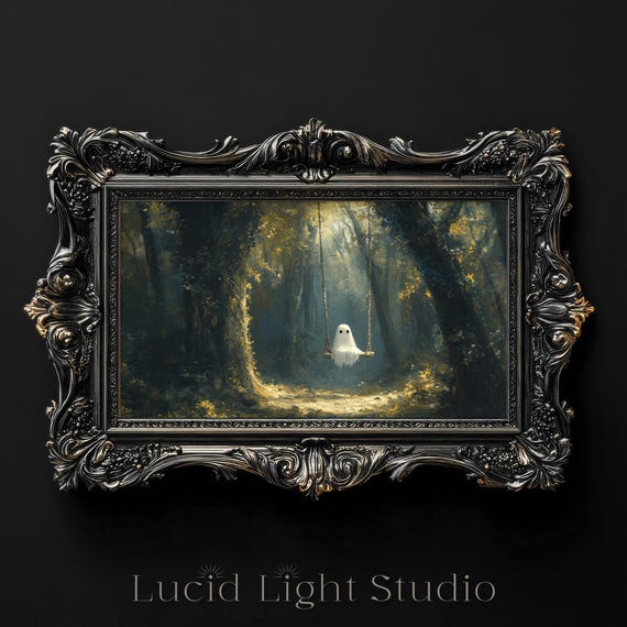 Moody Halloween Art | Ghost Painting | Dark Academia | Gothic Artwork | Dark Cottagecore | Frame TV Artwork | Samsung Frame TV Art