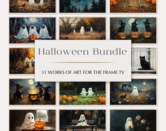 Fall Frame TV Artwork Set | Moody Halloween Art | Ghost Painting | Dark Academia | Gothic Artwork | Dark Cottagecore | Samsung Frame TV Art