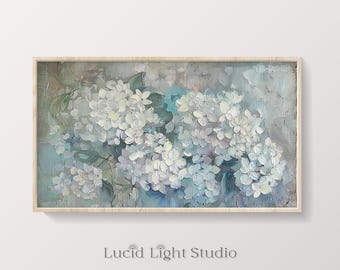 Blue Hydrangea Painting | Summer Art | Frame TV Artwork | Samsung Frame TV Art | Antique Floral Painting | Flower Picture | TV Picture Frame