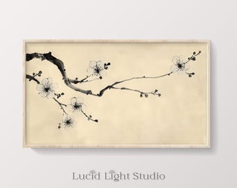 Samsung Frame TV Art | Cherry Blossoms | Japandi Artwork | Frame TV Artwork | Sakura Blossom Art | Instant Download | Neutral Modern Decor