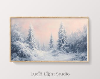Winter Landscape TV Artwork | Winter Painting | Christmas TV Art | Snowy Pine Trees | Winter Scene | Samsung Frame TV Art | Farmhouse Decor