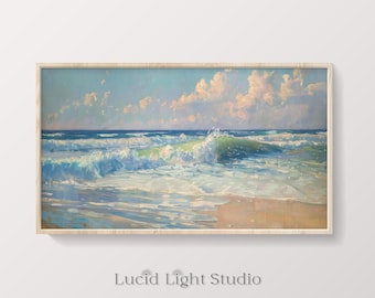 Beach Painting | Ocean Painting | Ocean Waves | Seascape Painting | Samsung Frame TV Art | TV Art | Digital Download