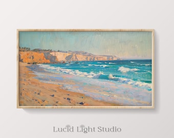 Beach Painting | Ocean Painting | Ocean Waves | Seascape Painting | Samsung Frame TV Art | TV Art | Digital Download