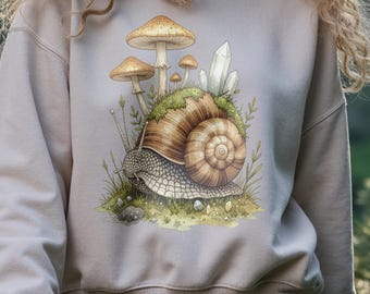 Mushroom Snail Graphic Tee, Cottagecore Fungi Shirt, Nature Lover Gift