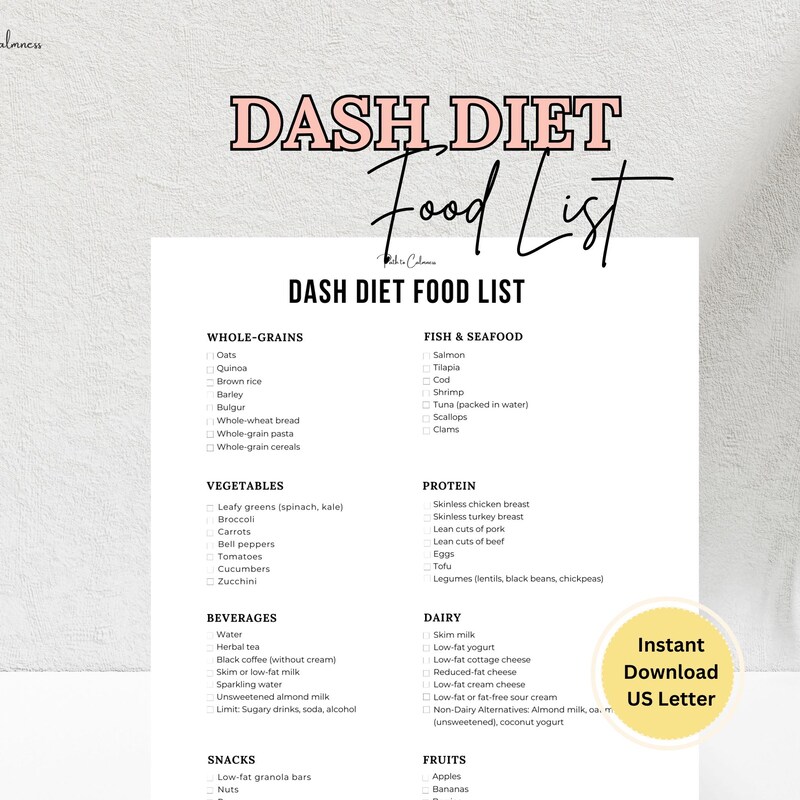 Dash Diet Food List - Etsy