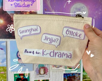 Fluent in K-Drama Pouch: Organic Cotton Canvas Makeup Bag