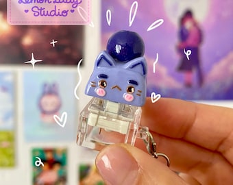 Kawaii Cat Keycap Clicker: Handmade Fidget Keychain **B-grade**