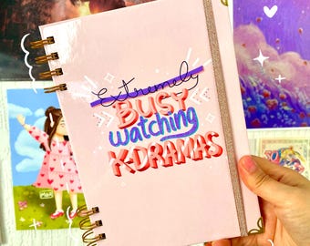 Handmade K-Drama Tracker Journal: Pink Hardcover with Stickers