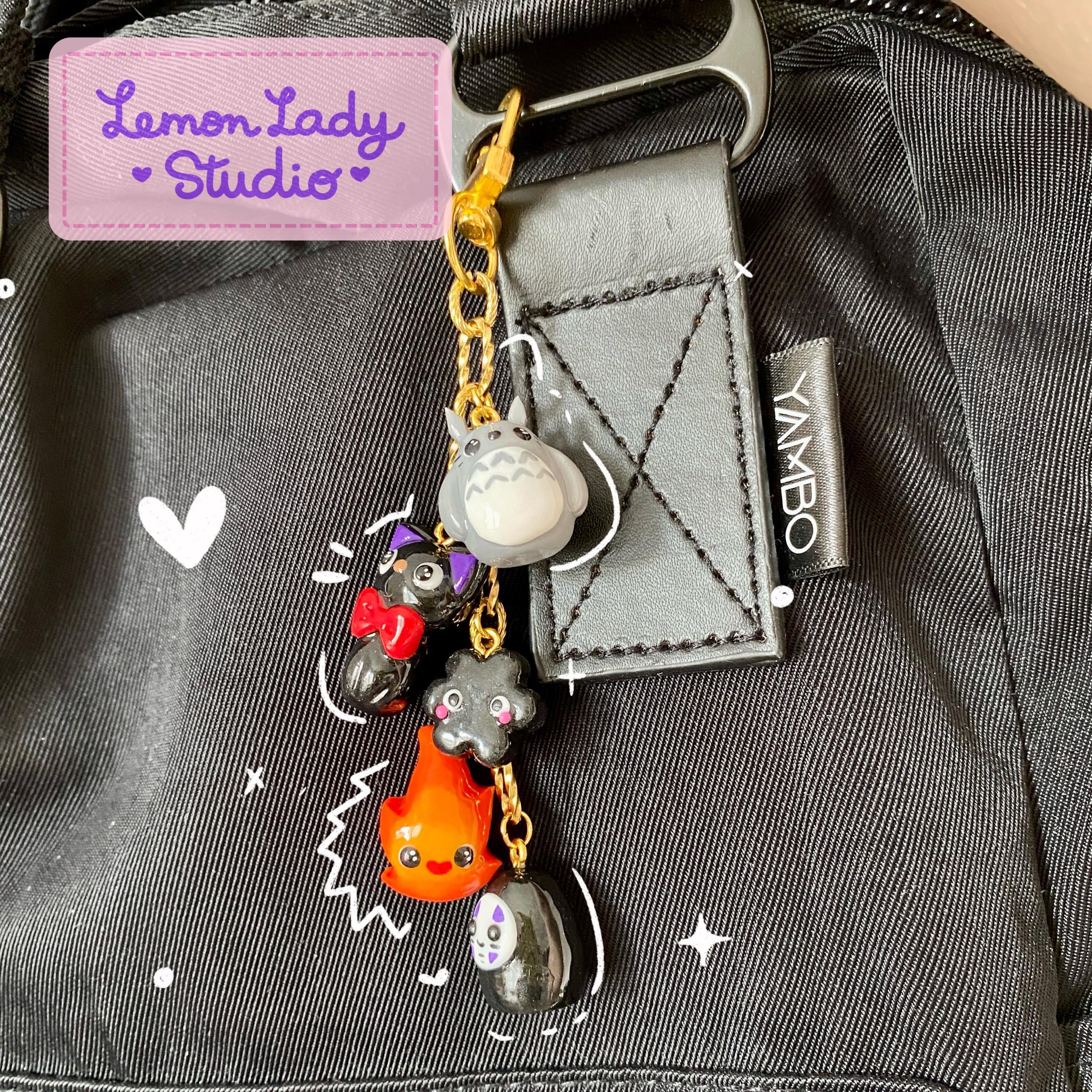 Polymer clay Bag Charm, Cute Studio Ghibli-Inspired Keychain, Handmade Accessory | Unique Gift for Anime Fans