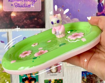 Sakura Kimono Cat Trinket Dish: Kawaii Jewelry Organizer