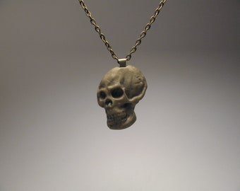 Skull Necklace - Polymer Clay Sculpture - Handmade Jewelry