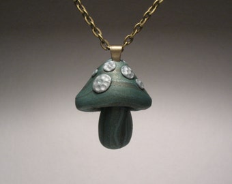 Green Mushroom Necklace - Hippie Jewelry