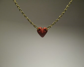 Tiny Heart Necklace - Polymer Clay Jewelry - Gift for Her