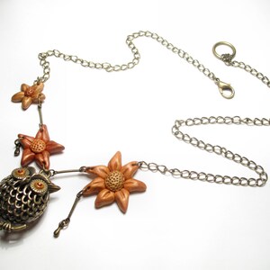 Owl Necklace Flower Necklace Fall Jewelry image 3