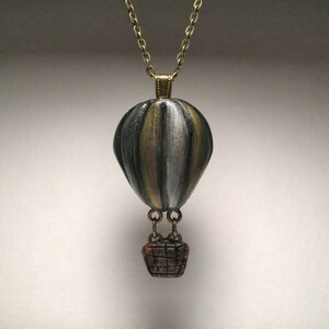 Silver Hot Air Balloon Necklace Polymer Clay Jewelry image 3