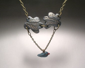 Bluebird Necklace - Cloud Necklace - Wearable Art Sculpture