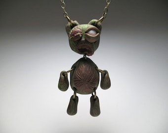 Zombie Bear Necklace - Creepy Cute Art Doll