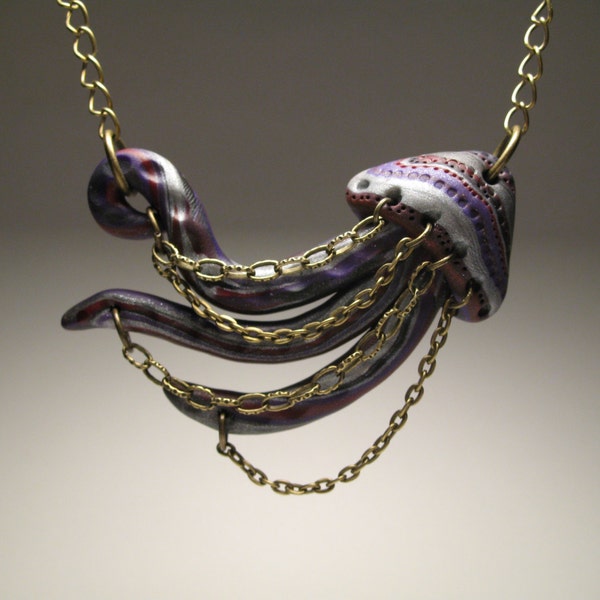 Purple Jellyfish Necklace - Wearable Art Sculpture