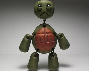 Turtle Necklace - Polymer Clay Jewelry - Wearable Art Doll