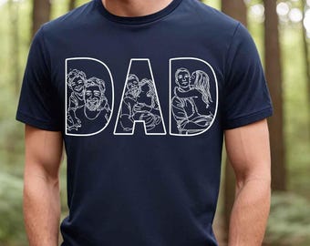 Custom Dad Shirt Portrait From Photo, Personalized Dad Photo Outline Shirt, Custom Photo Shirt For Dad, Father's Day Shirts, Papa Shirt