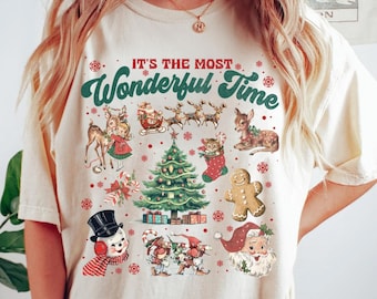 Christmas Comfort Colors® Shirt, It&#39;s the most Christmas Shirt, Vintage Christmas doodles Tee, Santa Retro Christmas, Winter Holiday Apparel
