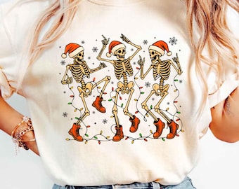 Christmas Dancing Skeleton Sweatshirt, Skeleton Christmas Shirt, Christmas Crewneck, Holiday Sweater, New Year Shirt, Christmas Lights Shirt