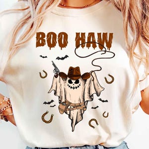 Comfort Colors® Boo Haw Shirt, Funny Ghost Cowboy Tee, Western Halloween Shirt, Spooky Fall Shirt, Country Girl Gift
