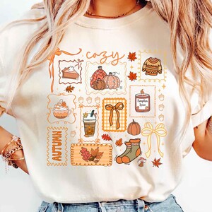 Comfort Colors® Cozy Season Shirt,Fall Season Shirt for Women,Girl Fall Shirt,Coquette Fall Shirt,Fall Doodle Shirt,Pumpkin Tee,Autumn Shirt