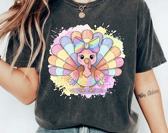 Girls Coquette Turkey Shirt, Cute Thanksgiving Toddler Outfit, Pink Bow Turkey Tee, Fall Festival Shirt for Kids, Autumn Holiday Gift
