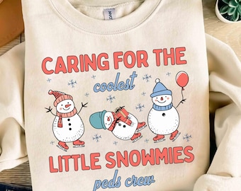 Comfort Colors® Pediatric Nurse Christmas Shirt, Peds Team Crew Squad Gifts, Christmas Snowman Pediatrics Tshirt, Nurse Practitioner Tee