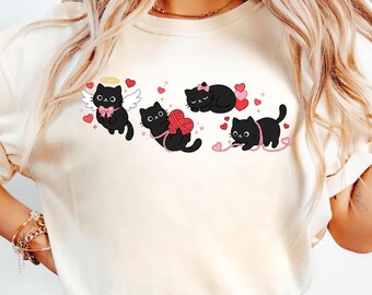 Cat Valentine Shirt, Be Mine Cat Sweatshirt, Cute Kawaii Cat Heart Tee, Funny Cat Lover Valentine’s Day Gift for Couples, Her and Him