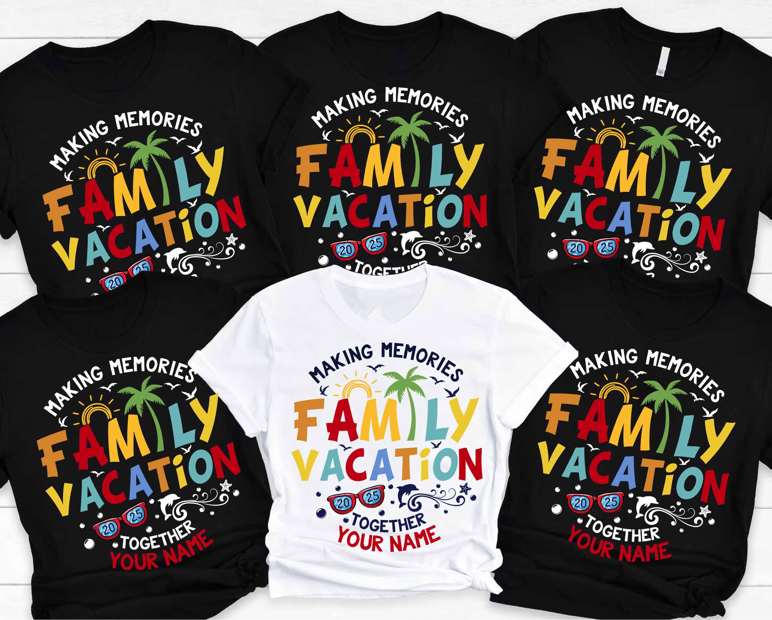 Chemise vacances en famille 2025, Souvenirs ensemble, chemise familiale personnalisée, t-shirts assortis à la famille, t-shirts vacances d'été, chemises vacances en famille