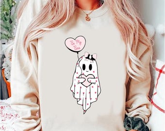 Be My Boo Sweatshirt, Ghost Sweater, Valentines Day Hoodie, XOXO Sweatshirt, Women Valentines Day Sweatshirt, Heart Sweatshirt