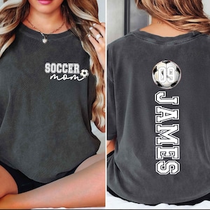 Custom Soccer Mom Shirt, Personalized Name & Jersey Number Tee, Cute Soccer Season Mama T-Shirt Gift