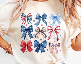 USA Bow Shirt Comfort Colors®, Coquette America Bow Shirt for July 4th, Memorial Day Shirt, USA Shirts, Patriotic Bow Shirts, Election Shirt