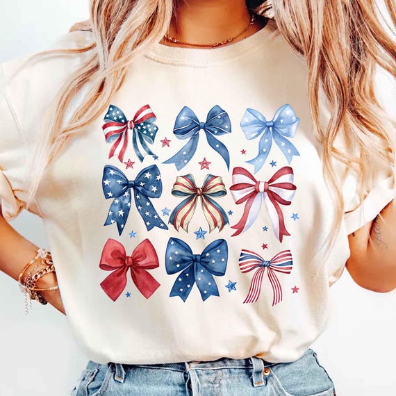 USA Bow Shirt Comfort Colors®, Coquette America Bow Shirt for July 4th, Memorial Day Shirt, USA Shirts, Patriotic Bow Shirts, Election Shirt