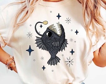 Angler Fish Shirt, Cute Anglerfish Shirt, Marine Life Shirt, Inspirational Shirt, Be The Light Shirt, Fish Shirt, Keep Going,She Rises Shirt
