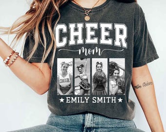 Custom Photo Cheer Mom Shirt, Personalized Cheerleader Gift, Game Day Spirit Tee, Senior Cheer Mom 2026, High School Cheer Shirt