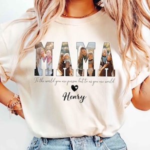 Custom MAMA Photo Shirt, Customized Mother&#39;s Day Gift, Gift For Mama, Personalized Gift for MOM, Printable Mother Day Photo, Grandma Gift