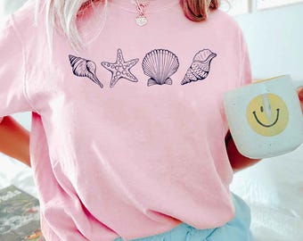 Comfort Colors® SeaShell Shirt, Beach T-Shirt, Summer Woman Shirt, Aesthetic Shirt, Ocean Lover Gift, SeaShell T-Shirt