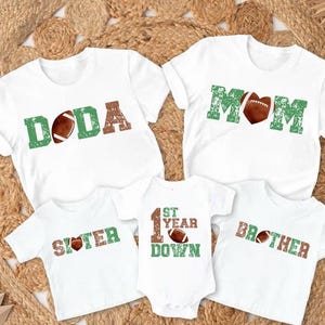 Football 1st Birthday Shirt, 1st Year Down Party Shirt, Football Season Tee, Baby Shower Gift, Baby Outfit, Football Mom Dad, Family Shirts