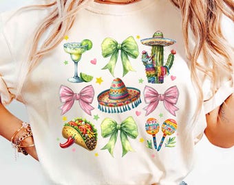 Coquette Cinco De Mayo Shirt, Mexico Celebration Festival Sweatshirt, Margaritas Bow Shirt, Mexican Fiesta Party Tee, Mexican Shirt