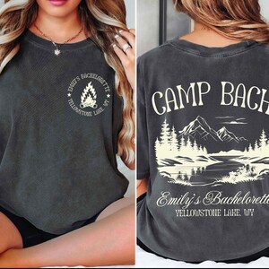 Vintage Camp Bachelorette Shirt, Custom Camping Bachelorette Shirts, Outdoor Mountain Bride Tee, Retro Lake Themed Bridal Party, Hiking Bach